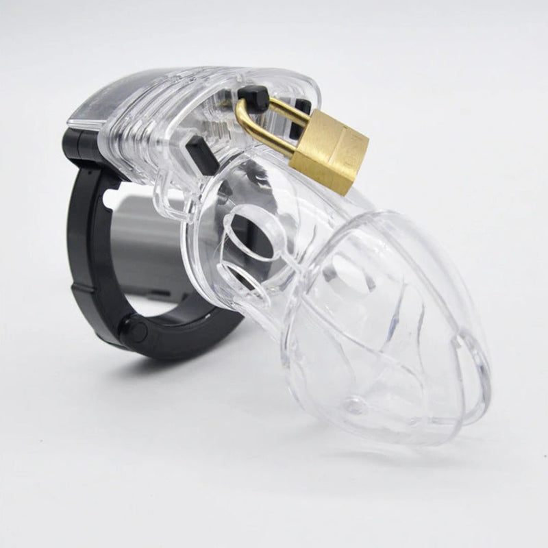 Transparent Plastic Chastity Cage with Adjustable Rings