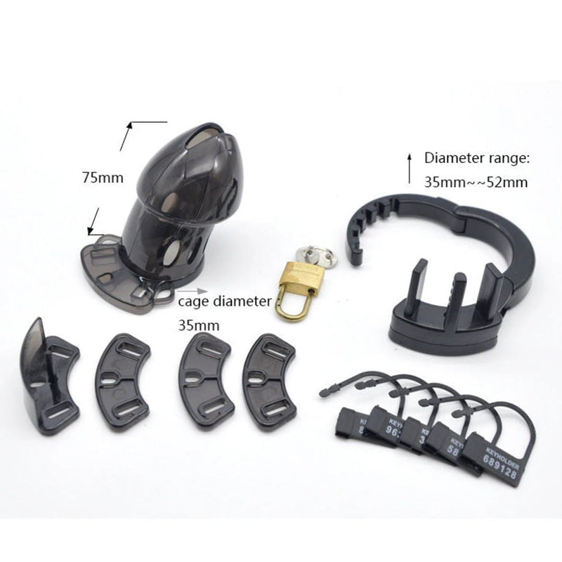 Black Plastic Chastity Cage With Adjustable Base Ring